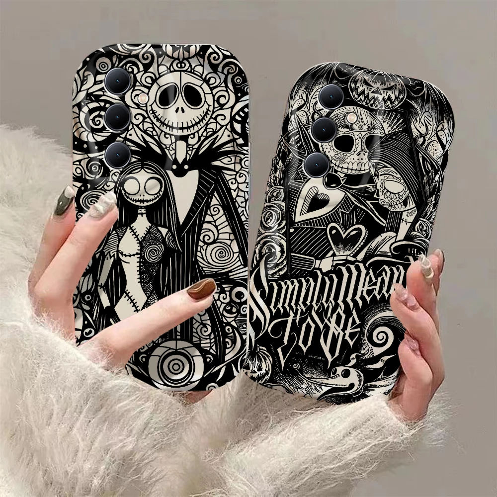 Disney Jack Skellington 3D Wave Case For Xiaomi Redmi 13C 12 12C 10 10C 9 9C A1 A2 K50 K40 Note 13 12 11 10 Pro Plus 4G 5G Cover