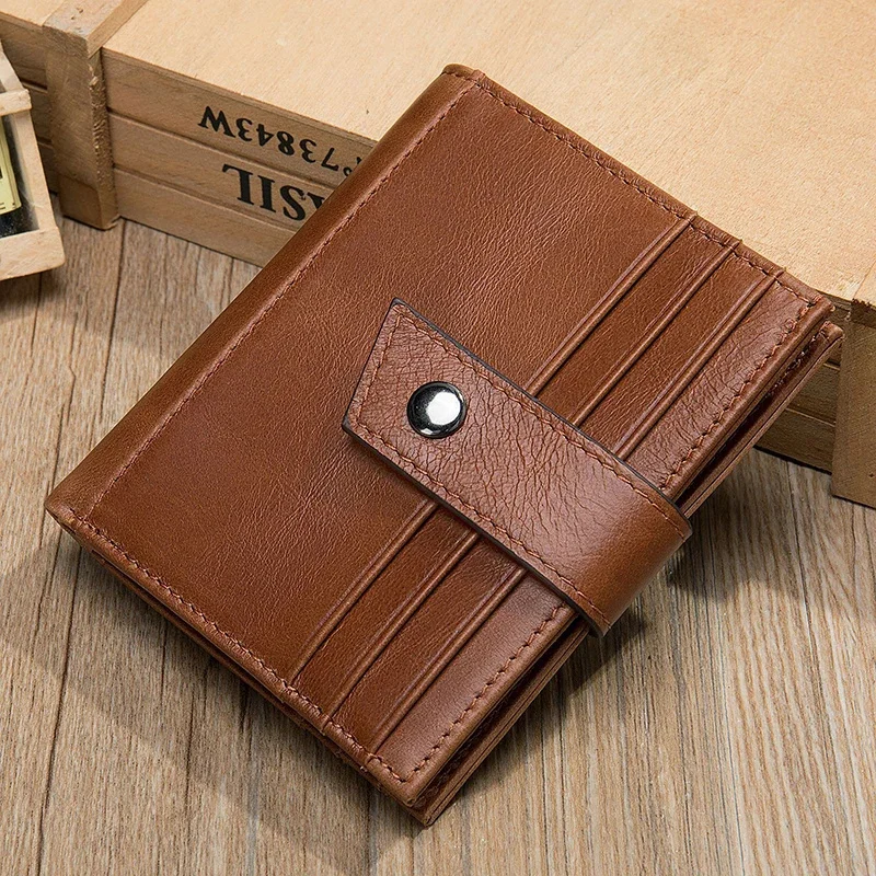 

Newsbirds leather women cowskin pickup sleeve men multi-card pocket wallet anti-theft RFID slim card holder clip