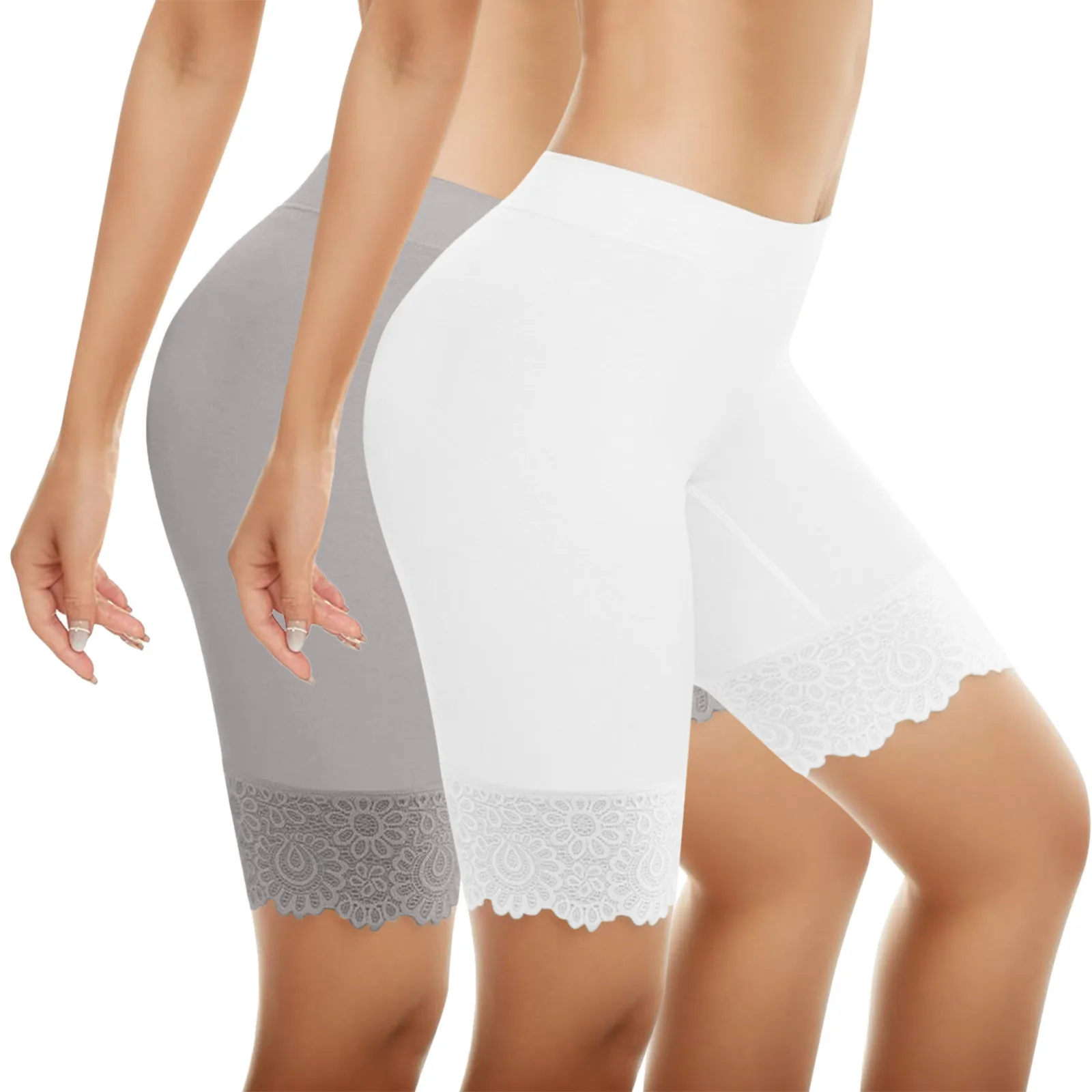 Pantalon de sécurité taille haute pour femme, sous-vêtement en plastique serré, bord en dentelle, mode décontractée, leggings de yoga, pantalon de sport, document solide