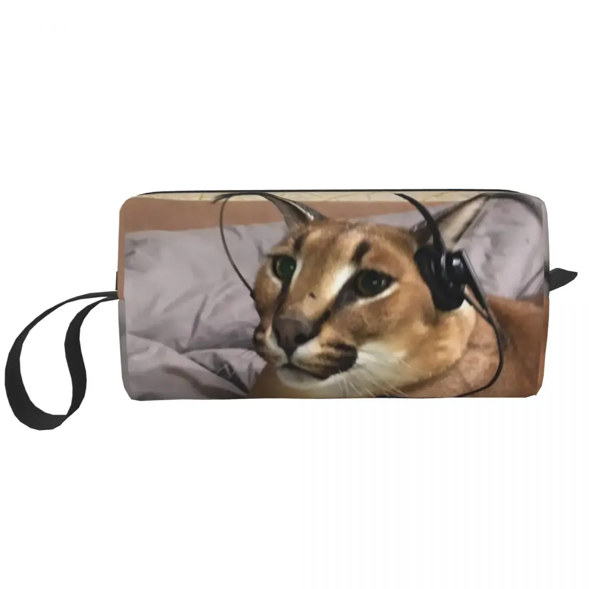 Big Floppa Cosmetic Bag Women Fashion Large Capacity Funny Caracal Cat Makeup Case Beauty Storage Toiletry Bags