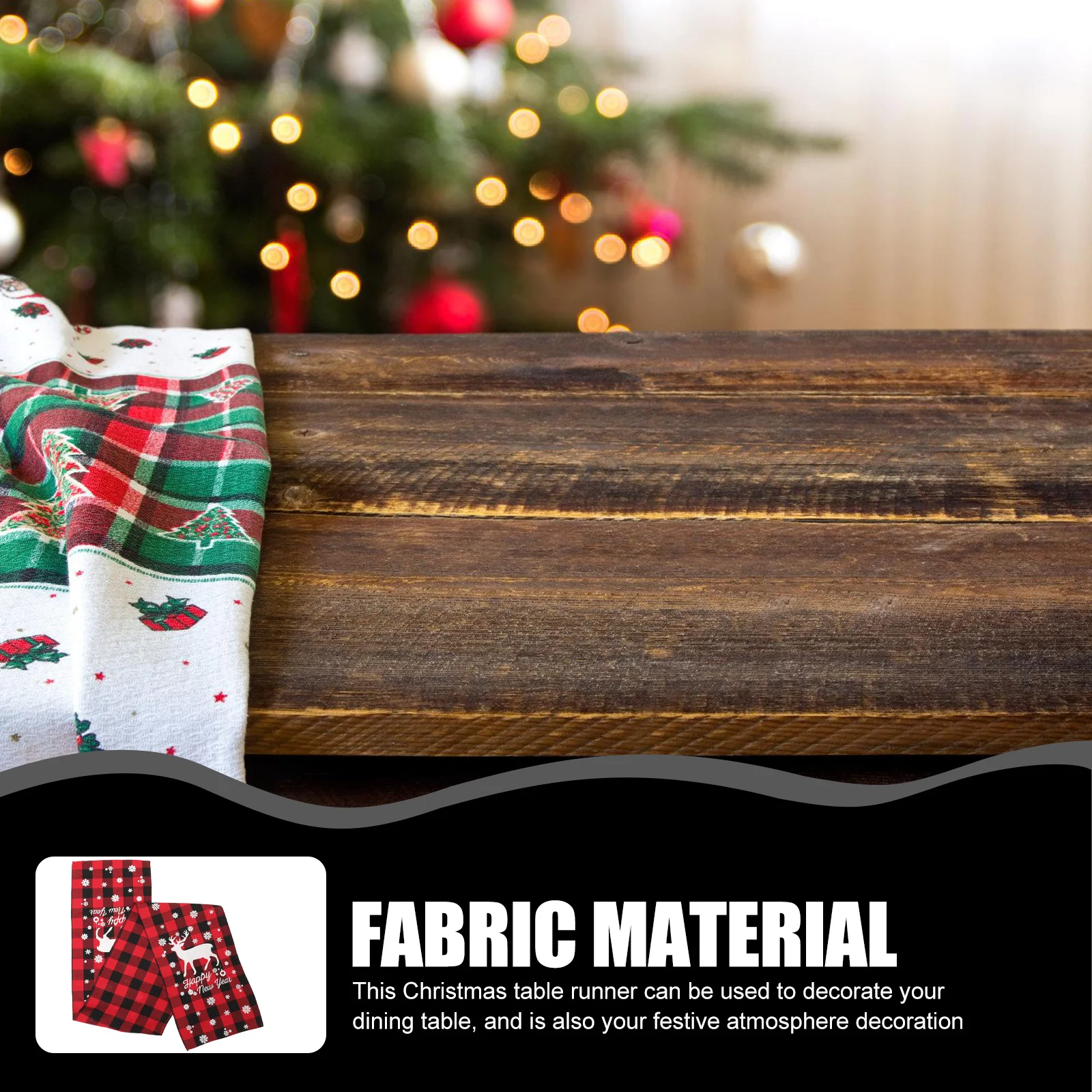 

Christmas Table Runner Festive Elk Design Holiday Dining Decor For Home Party Hotel Xmas Decoration Tablecloth