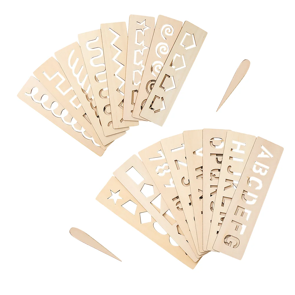 

16 Pcs Children's Toys Wooden Exercise Board Writing Plaything Kids Tracing Template Letter Recognition Khaki Educational