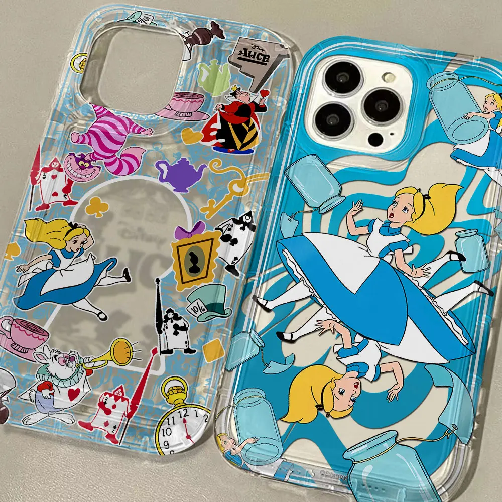 Cute Disney Alice in wonderlansd Clear Case for VIVO S15 V20 V21 V23 V23E V25 V27 V27E V29 V40 5G Pro Airbag Shockproof Cover