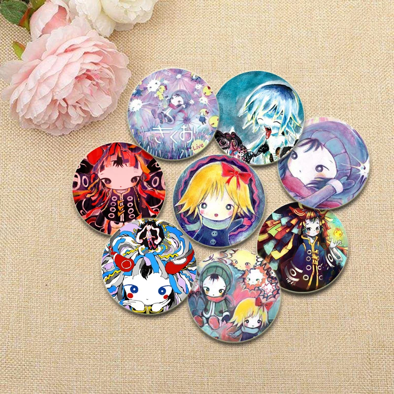 

Music Master HD Print Anime Brooches Kikuo Cute Cartoon Badge Round Tinplate Pins for Clothes Backpack Jewelry Accessories Gifts