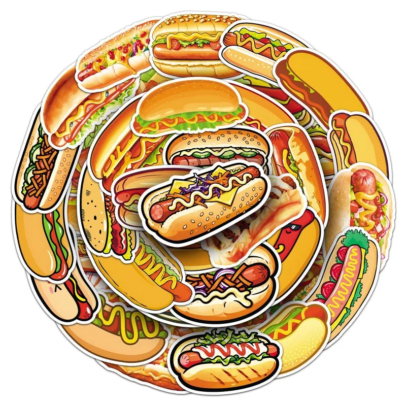 50 قطعة شخصية الكرتون هوت دوج الإبداعية الكتابة على الجدران ملصق مزخرفة