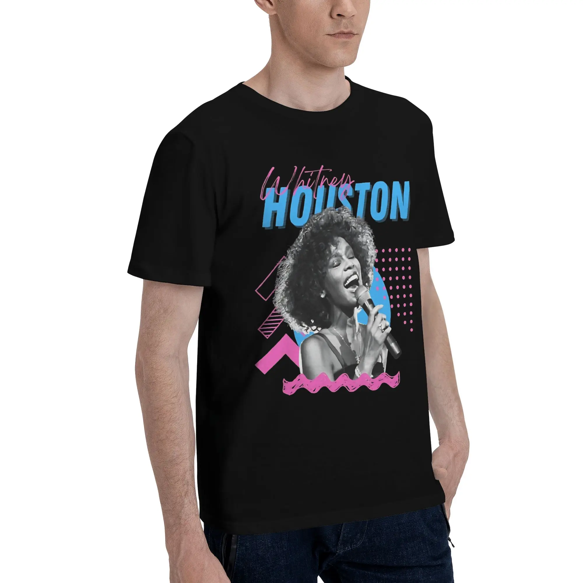 Art Funny Graphic 100% Cotton T-Shirt Whitney Houston Tees Tops For Men