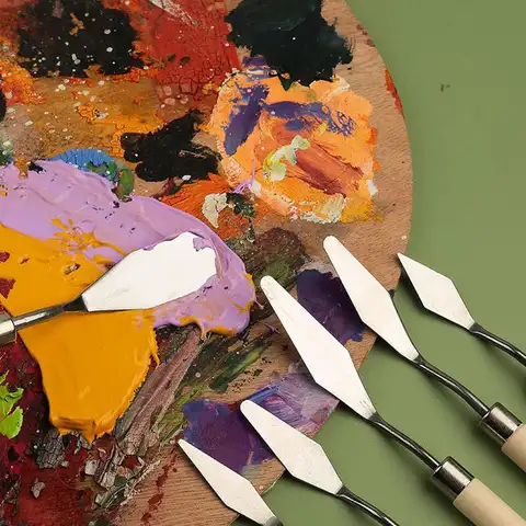 st/set rostfritt stål keramik spatel polymerlera skrapa keramik modelleringsverktyg konst oljemålning knivar tårt spatel kit 10 best sales texturerade konstverktyg - №4