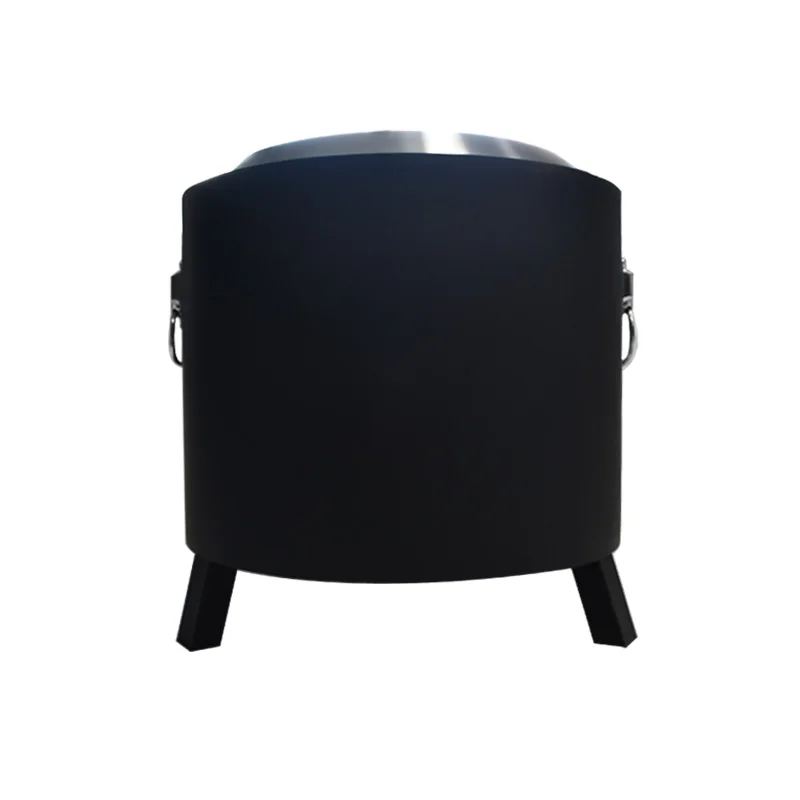 Portable Outdoor Wood Burning Black Metal Smokeless Fire Pit With Removable Ash Pan And Foldable Stands