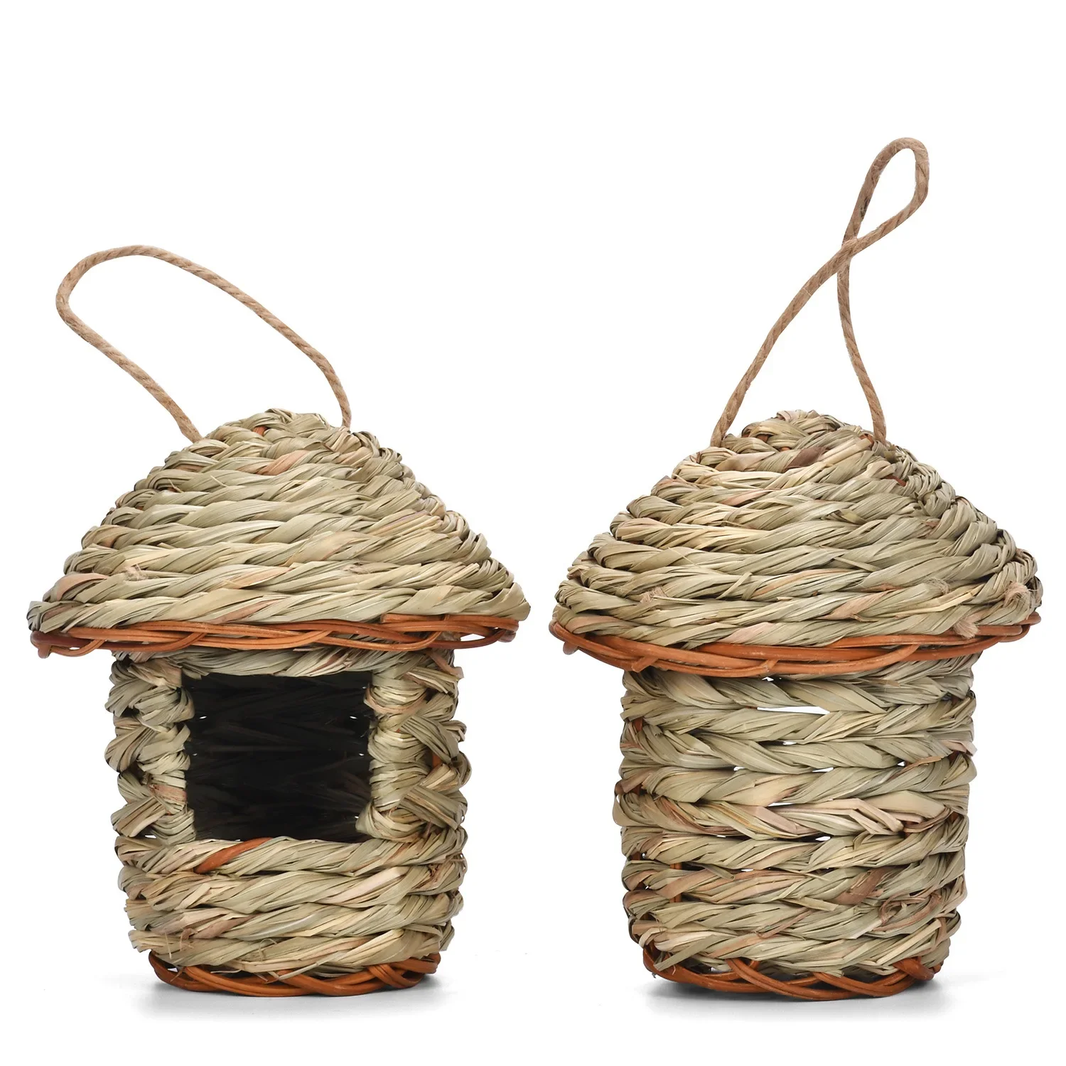 New Birds Nest Bird Cage Natural Grass Egg Cage Bird House Outdoor Decorative Weaved Hanging Parrot Nest Houses Pet Bedroom