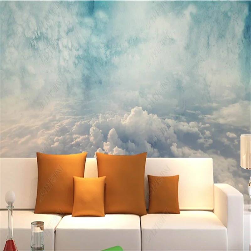 Clouds Sky Nordic Retro Mural Wallpaper For Living Room Painting TV Sofa Background Wall Paper Home Decor  papel de parede 3d