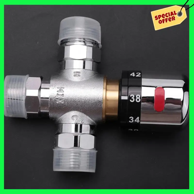 

LBER 5X Solid Copper 3-Way Thermostatic Mixing Valve 3/4 Inch Solar Water Heater Valve Regulating Temperature Control Valve