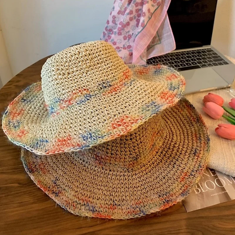 Summer Sun Hat Women Panama Hat Women handmade Straw Hat Big Brim Beach Hat Summer Hat Sunscreen Sunshade cap