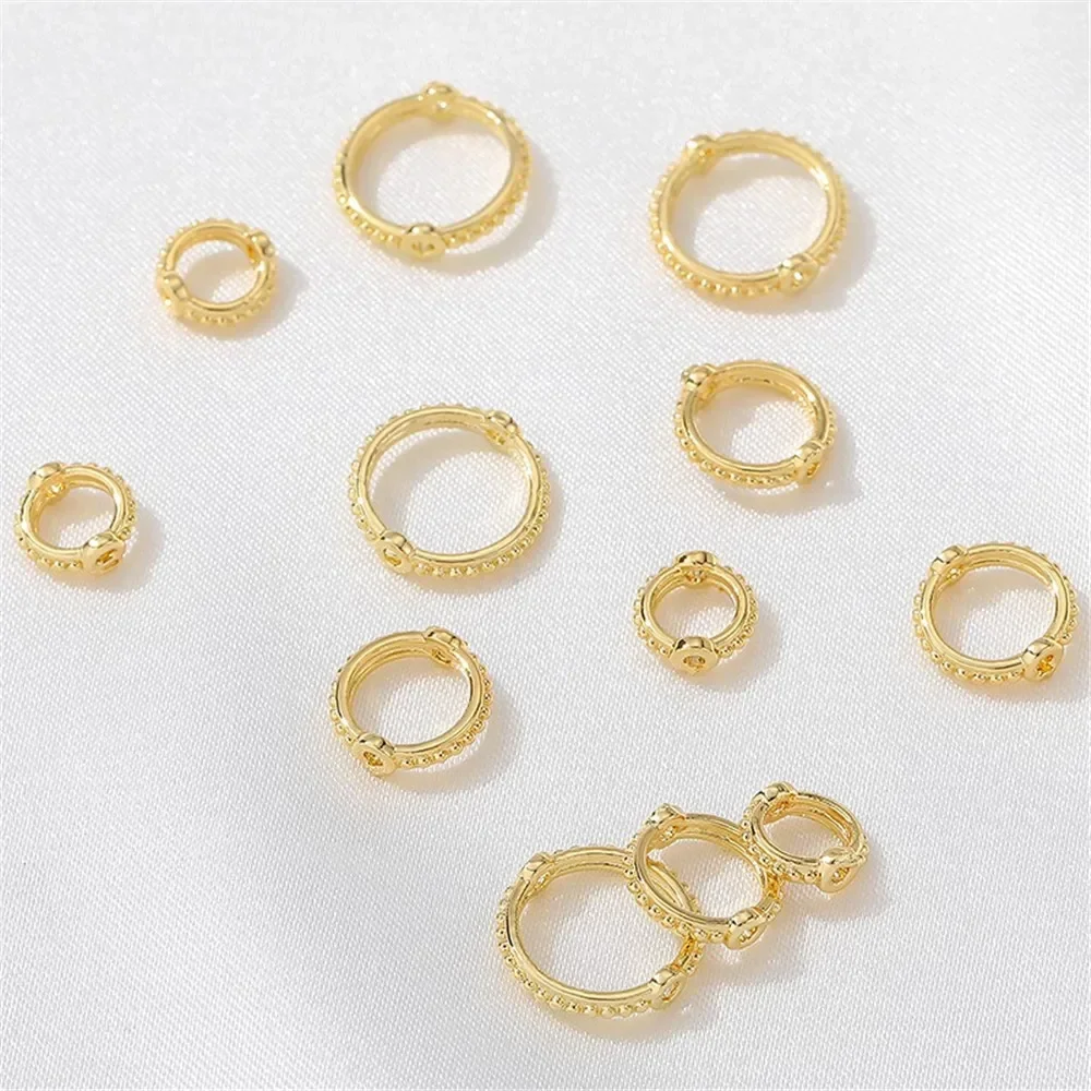 14K Goud-Kleur Dubbele Gat Kant Ring Kraal Ring Handgemaakte Diy Parel Kraal Ring Kraal Ornament Materiaal accessoires Q005