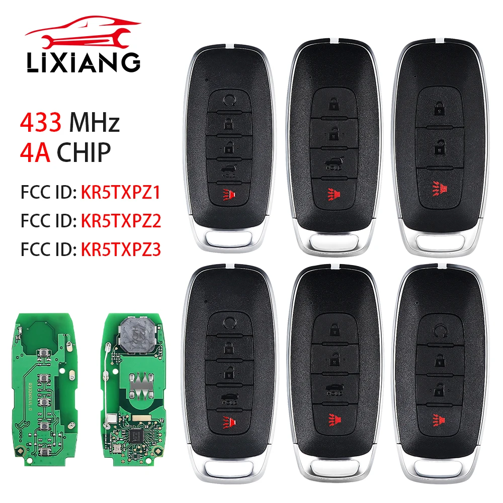 

Lixiang 4A чип 433 МГц KR5TXPZ1/Z2/Z3 бесконтактный автомобильный дистанционный ключ для Nissan Rogue Kicks X-Trial Ariya Versa Pathfinder Ignis
