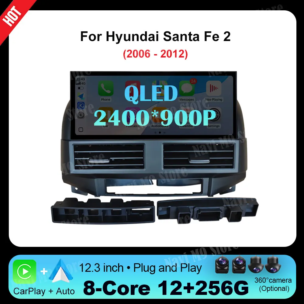 

Android 14 For Hyundai Santa Fe 2 2006 - 2012 Car Multimedia Player Wireless CarPlay 4G WIFI BT Navigation GPS QLED Touch Screen
