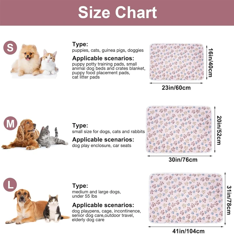 New Pet Blanket Cute Dog Paw Pattern Soft Fluffy Pet Mat High Quality Flannel Warm Comfortable Cartoon Blanket for Cat Dogs Gift
