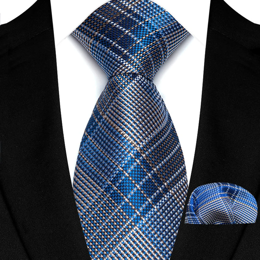 الكلاسيكية المشارب منقوشة والشيكات التعادل مجموعة للرجال العريس الزفاف رجال الأعمال ربطة العنق جيب مربع مجموعة الإكسسوارات بالجملة مصمم #2