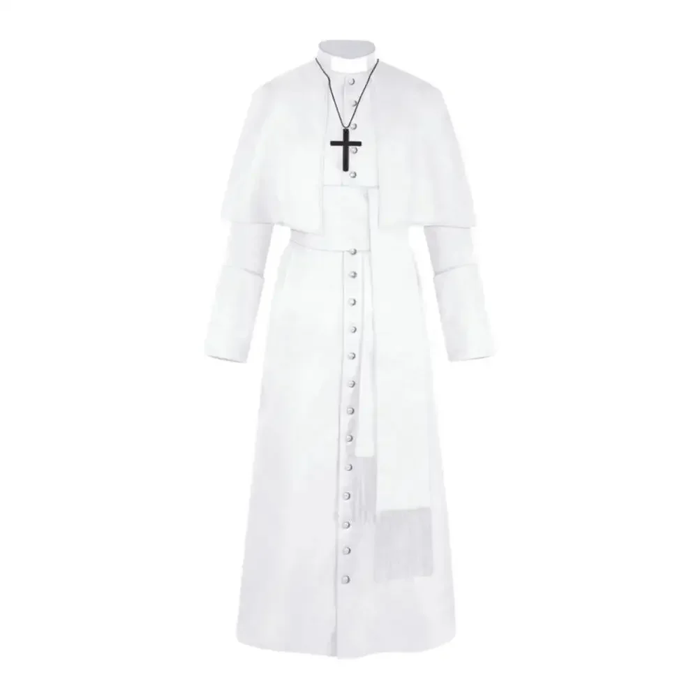 Four Color Medieval Retro Robe Cosplay Full Outfit Priest And Priestess Attire For Adult Halloween Carnival Role Play Fancy Dres view 5