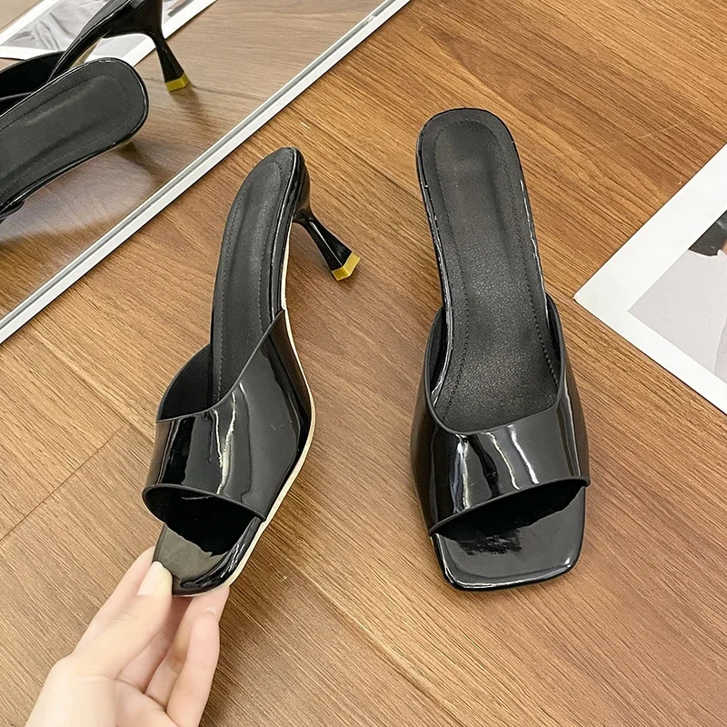 Damen High Heel Sandalen Sommer Neue Mode Eckige Spitze Offene Zehen Elegante Lässige Bequeme Schwarze High Heel Sandalen – Detail 32