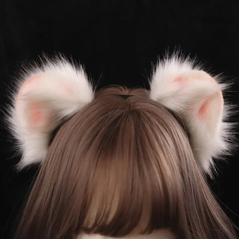 Handmade Simulation Animals Furry Ears Headband Simulation Fluffy Plush Animal Hairhoop Kawaii Anime Lolita Cosplay Headpie