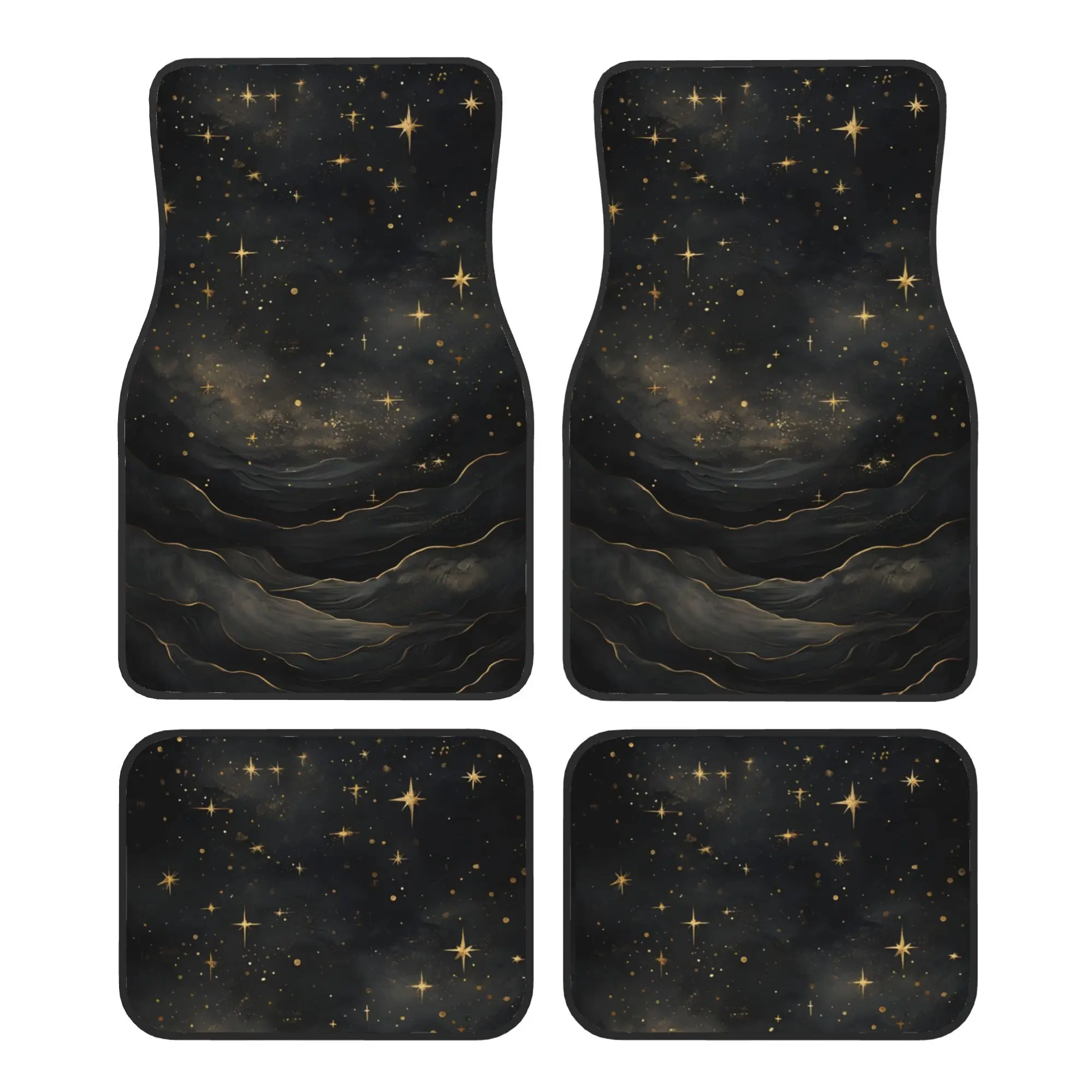 4pcs Celestial Night Design Premium Car Floor Mats - Universal Fit, Easy-to-Clean Complete Car Interior Accessories, Nonslip Su