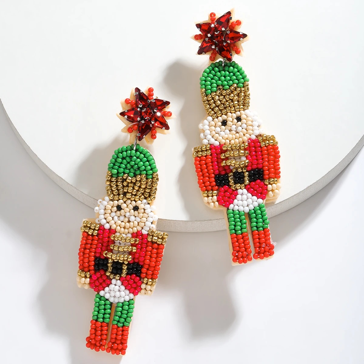 Best Lady Christmas Handmade String of Beads Drop Earrings the Nutcracker Earrings Christmas Themed Event Wear Christmas Gift