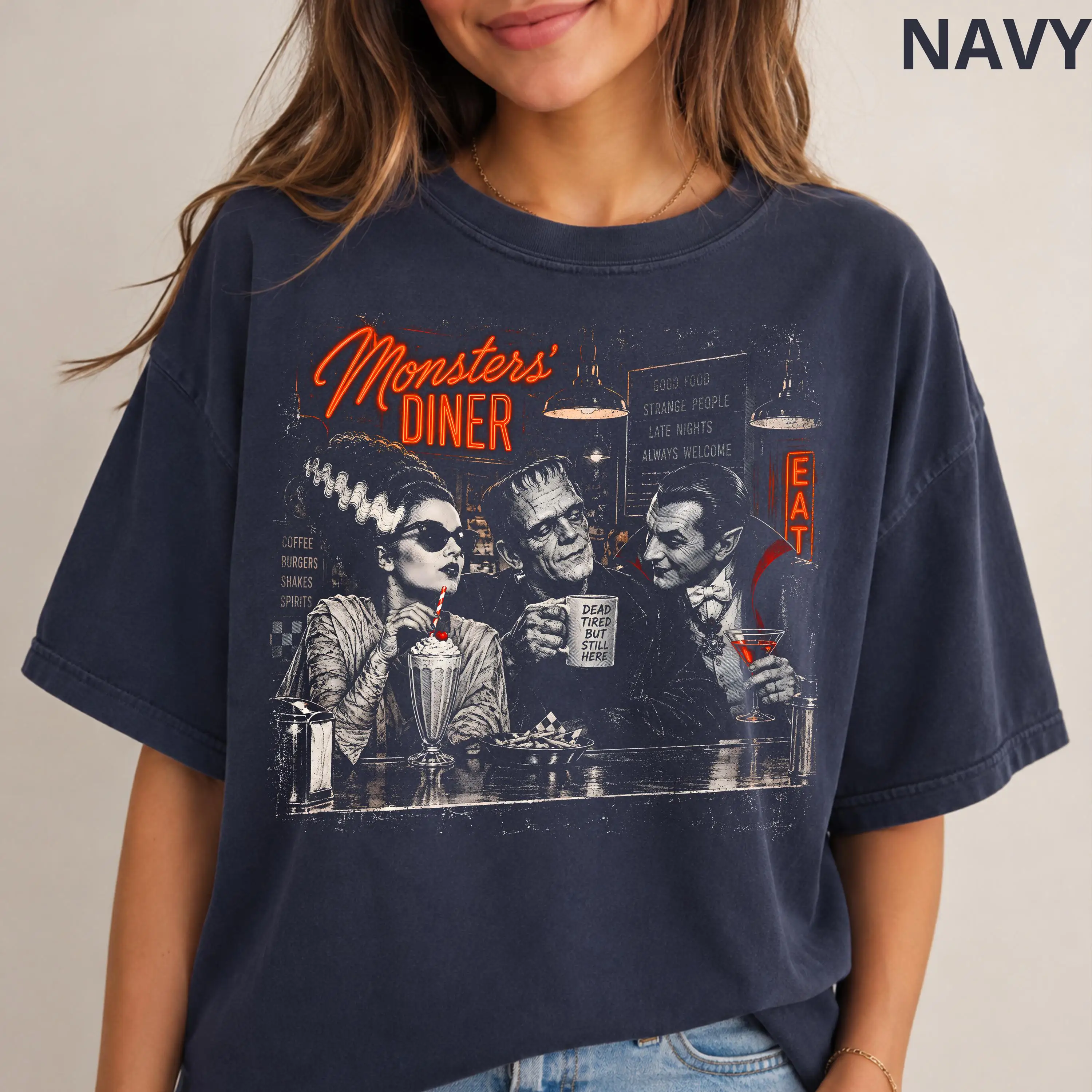 Vintage Monster Restaurant T-shirt Classic Horror T-shirt, Gothic Halloween Monster T-shirt, Weird Late Night Restaurant Gift