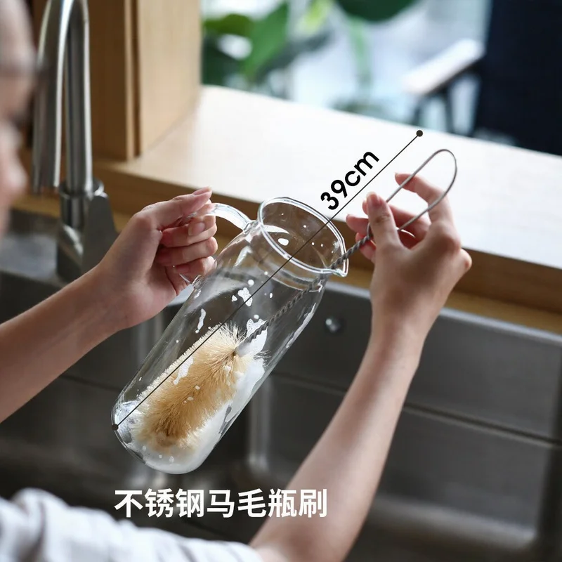 Long Handle Stainless Steel Bottle Brush, Soft Bristle Cup Cleaner Bottle, Wine Glass & Glassware Washing