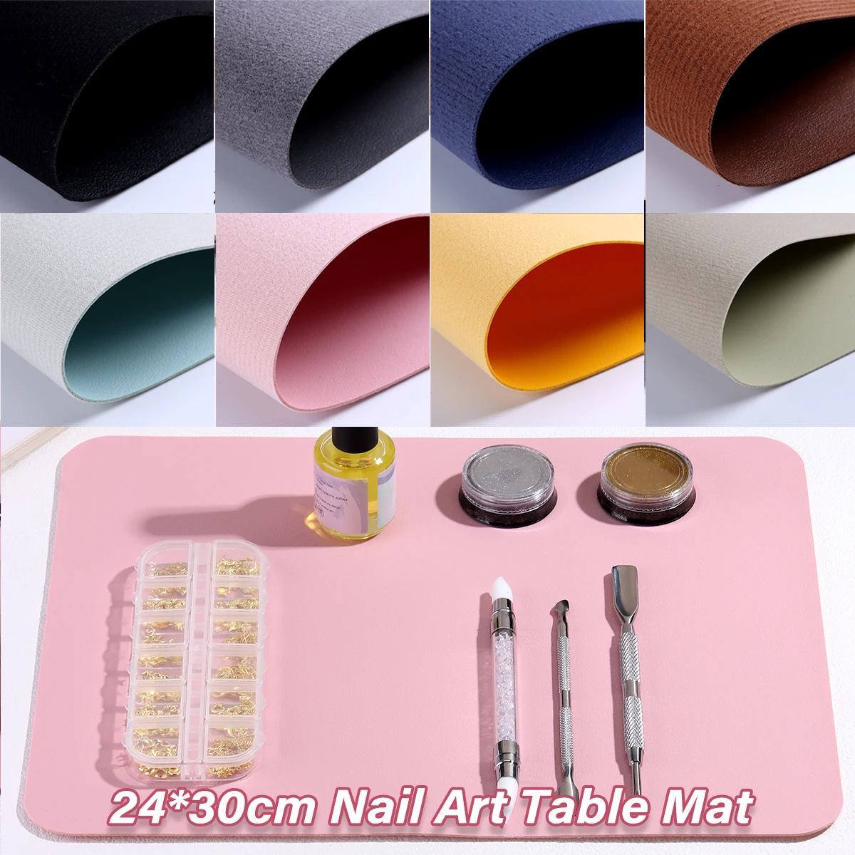 Tapis de table pour nail art 24*30cm, repose-main pliable pour nail art, repose-main en cuir PU, accessoires d'outils de manucure imperméables