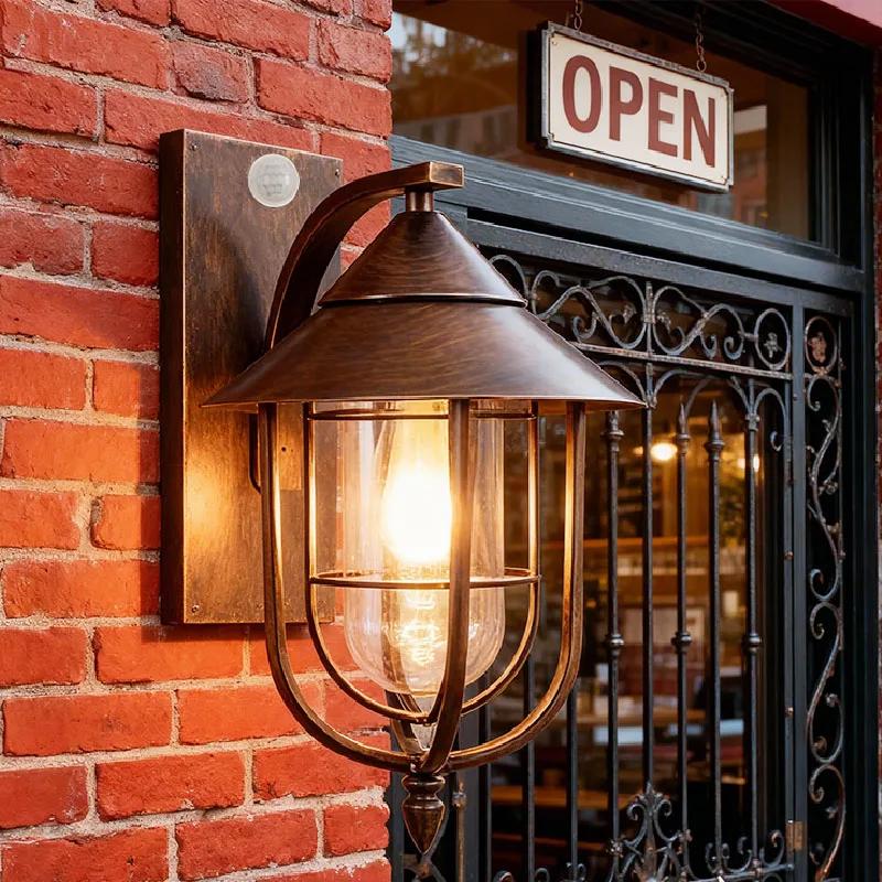 Black Sweep Gold Wall Lamp Outdoor LED Waterproof With Toggle Button Wall Light Vintage Porch Villa Courtyard Garden Decoration