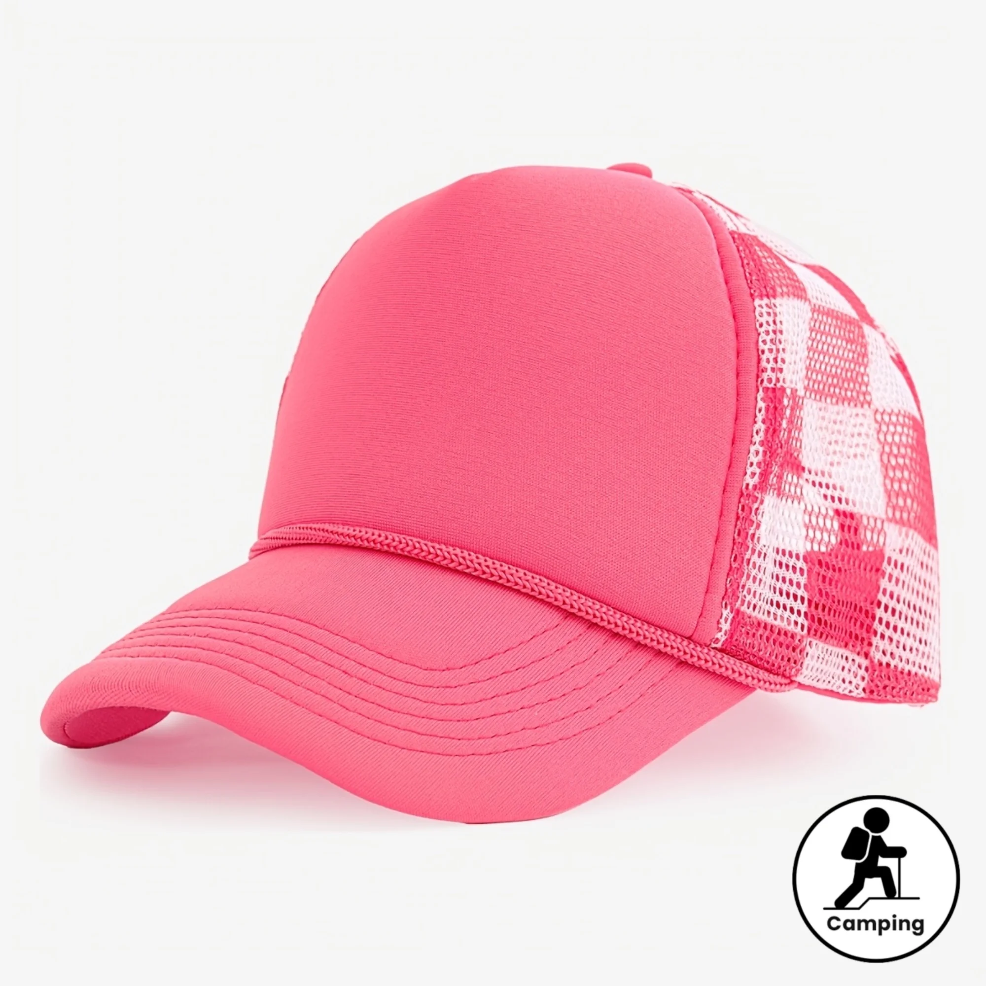 Mesh trendy versatile two-tone plaid trucker hat casual lightweight breathable outdoor baseball cap