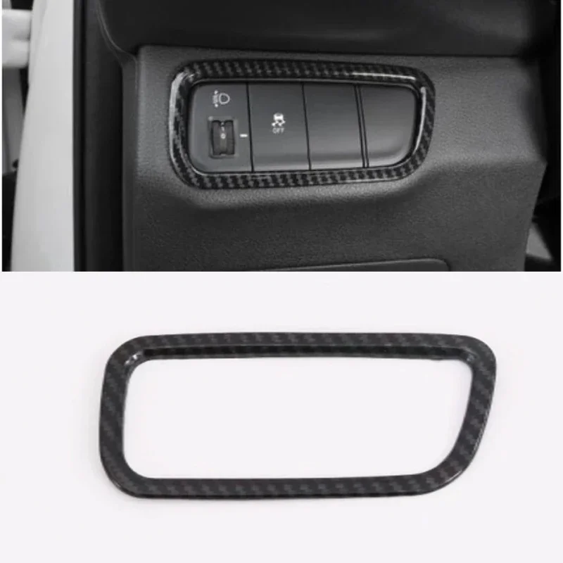 For Hyundai Santa Fe 2019 2020 Carbon Fiber Interior Accessories Window Lift Switch Button Cover Trims Door Armrest Panel Frame