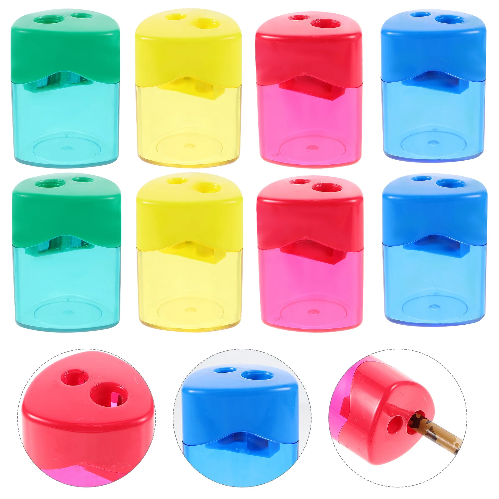 Taille-crayon manuel à Double trous, 12 pièces, Portable, pratique, coloré, pour fournitures scolaires et de bureau