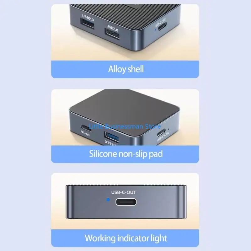 1.2 To USB C Adapters Supports 4K 120Hz With 3 USB A Port For High Resolution Gaming And Multimedia M76A