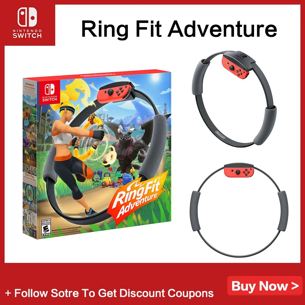 Original Nintendo Switch Game Ring Fit Adventure onsole Game with Ring Con Leg Strap and Game Card Built-in IR Motion Sensor