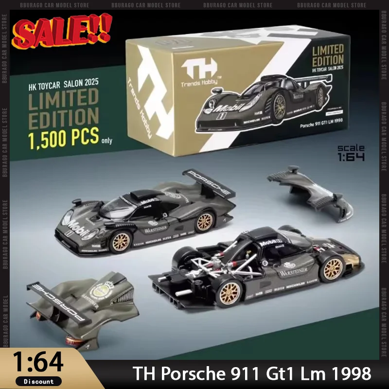TH Porche 911 GT1 LM 1998 1:64 مقياس سبيكة يموت الصب نموذج مصغر سيارة تحصيل لعبة للكبار هدايا عيد الميلاد للبنين
