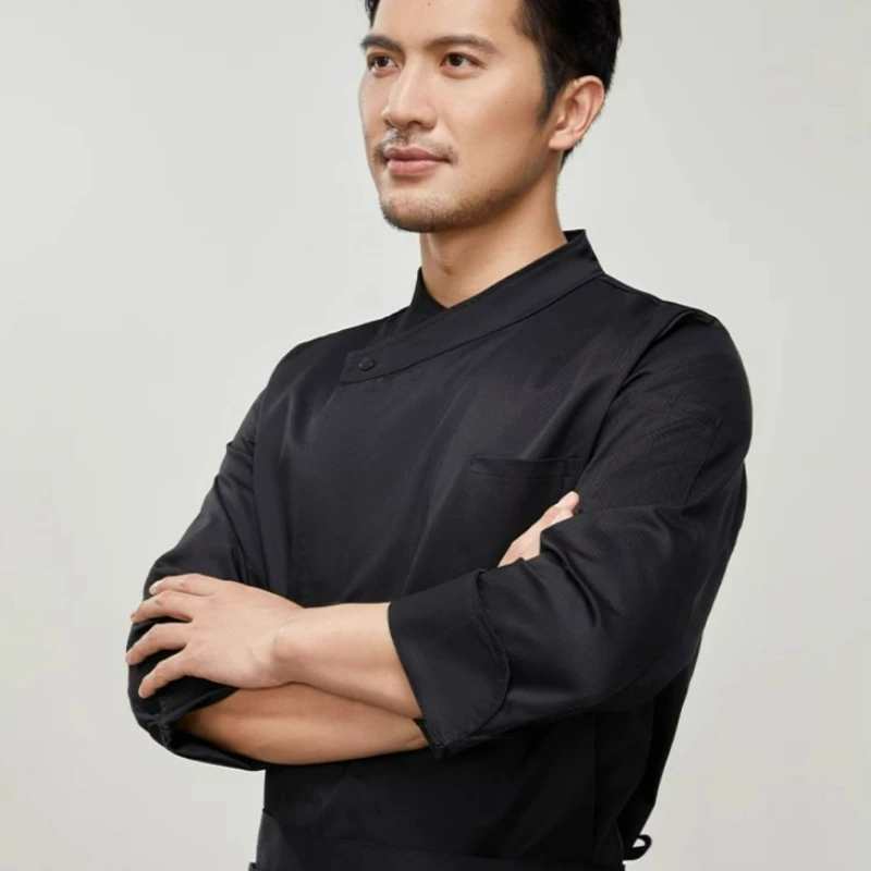 سترة الشيف قصيرة/طويلة الأكمام لون نقي القطن الخبز تقديم الطعام المعجنات كوك معطف فندق المطبخ النادل موحدة