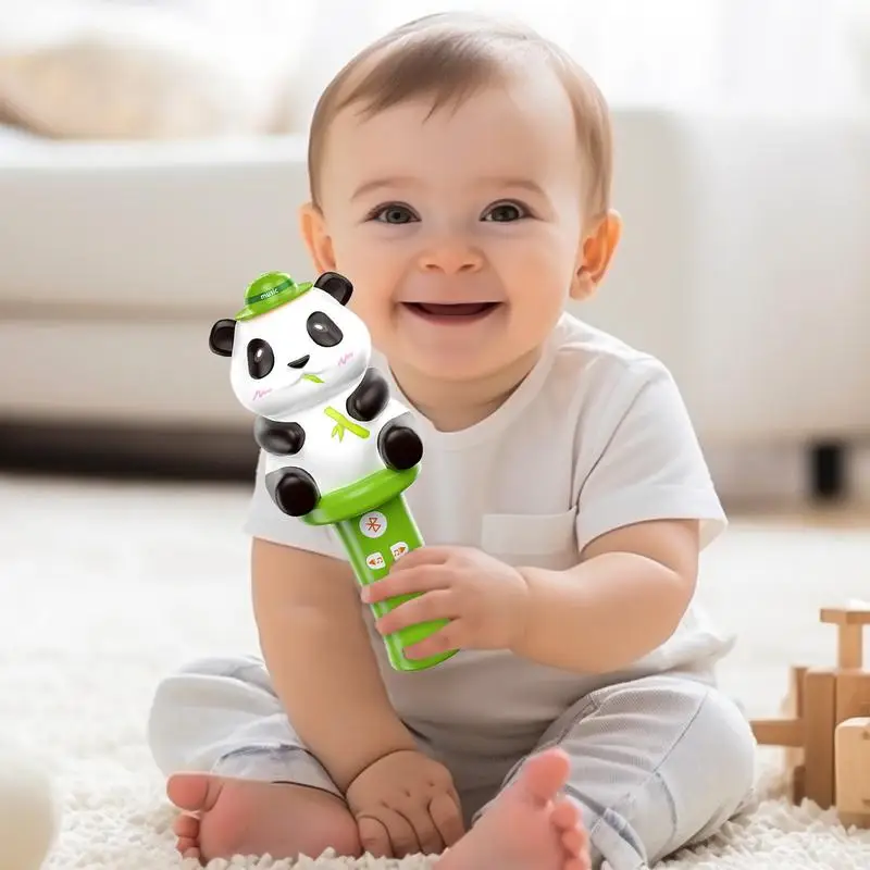 Kids Cartoon Educational Microphone Panda Style Mic Game Handheld Musical Microphone Toy With 7 Buttons For Kids Children Boys