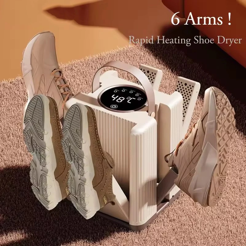 ZaiXiao Six-Arm Foldable Shoe Dryer Electric Shoe and Boot Dryer Timing Control Household Shoe Warmer Portable Heater For Socks