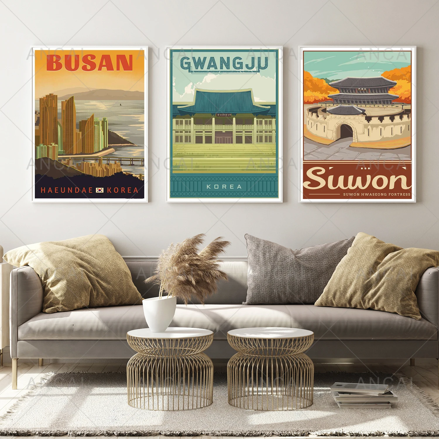 Corea del sud Seoul Ulsan pusan Vintage Retro Landscape Art Poster Canvas Painting immagini a parete stampa Home Decor Gifts