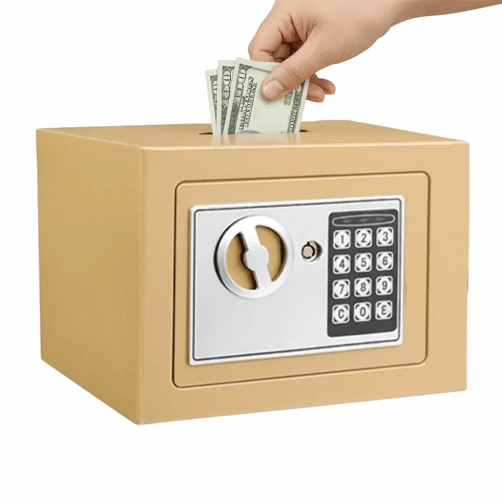 

Anti-Theft Piggy Bank Password Lock Compact Small Digital Safe Box with Coin Slot Key Lock Combination Lock Security Box