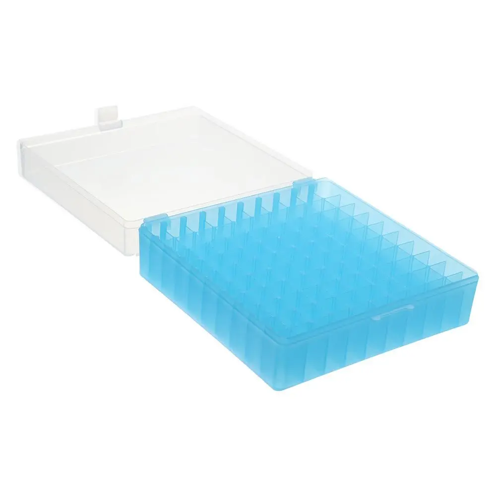 1PC 100 Well Microtube Storage Box for 1.8ml/2ml,  Autosampler Samples Rack,Plastic Vial Holder Rack,Blue