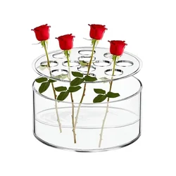 Clear Flower Vase Acrylic Floral Arranger Centerpieces 12 Holes Vase Party Wedding Dining Table Home Decor Smooth Safe Edges