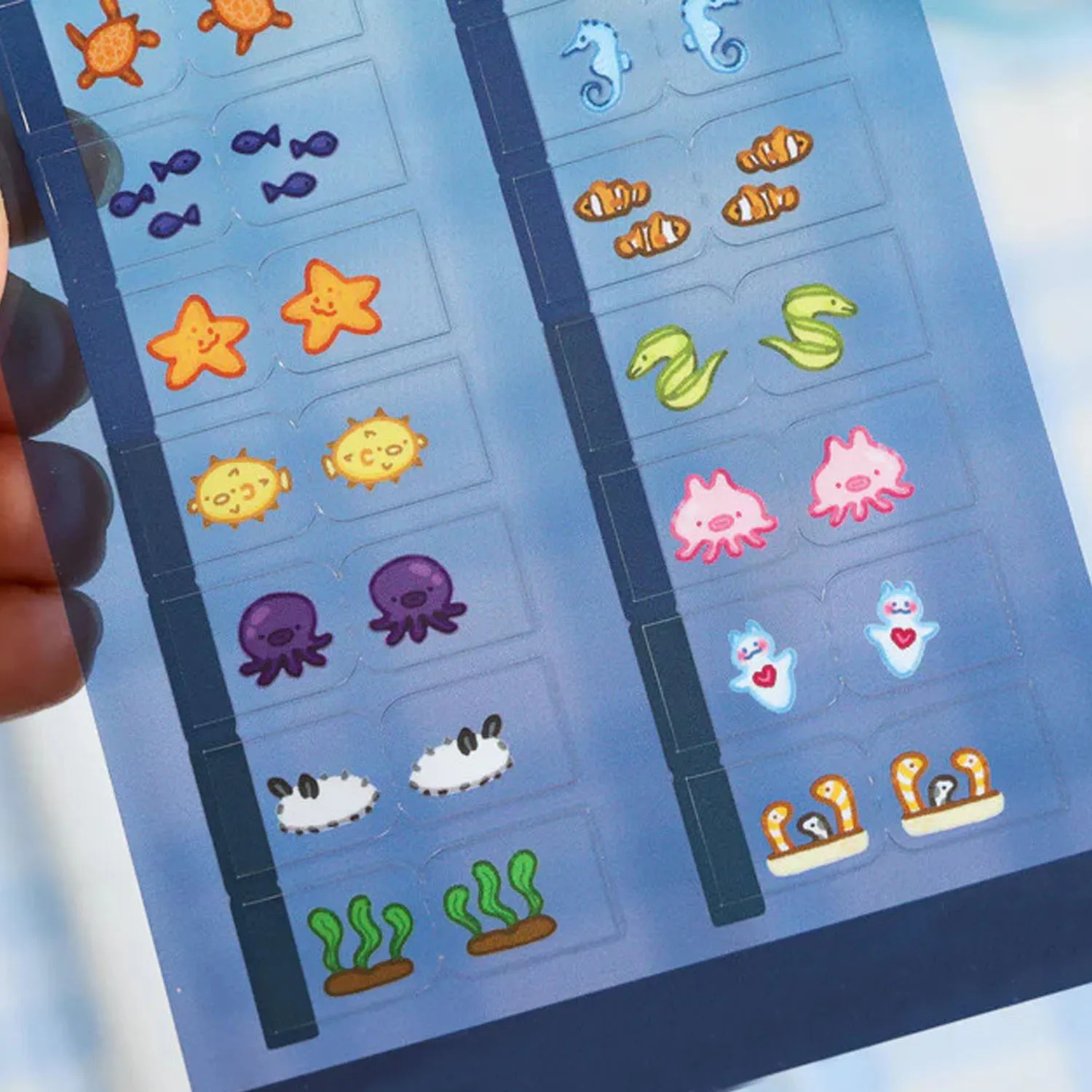 Sea Creature Lil Tab Stickers,Cute Sea Creature Buddy Lil Tabs Stickers for Organizing,Cute Index Tab Stickers For Notebooks