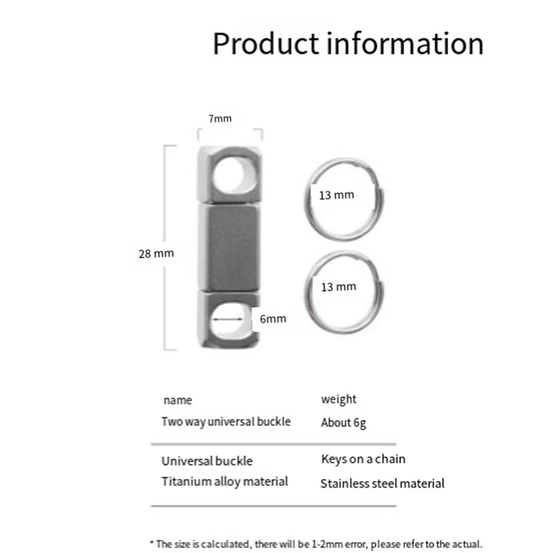 1 Set Titanium Alloy Key Chain Universal Rotating Key Chain 360 Degree Rotating Buckle