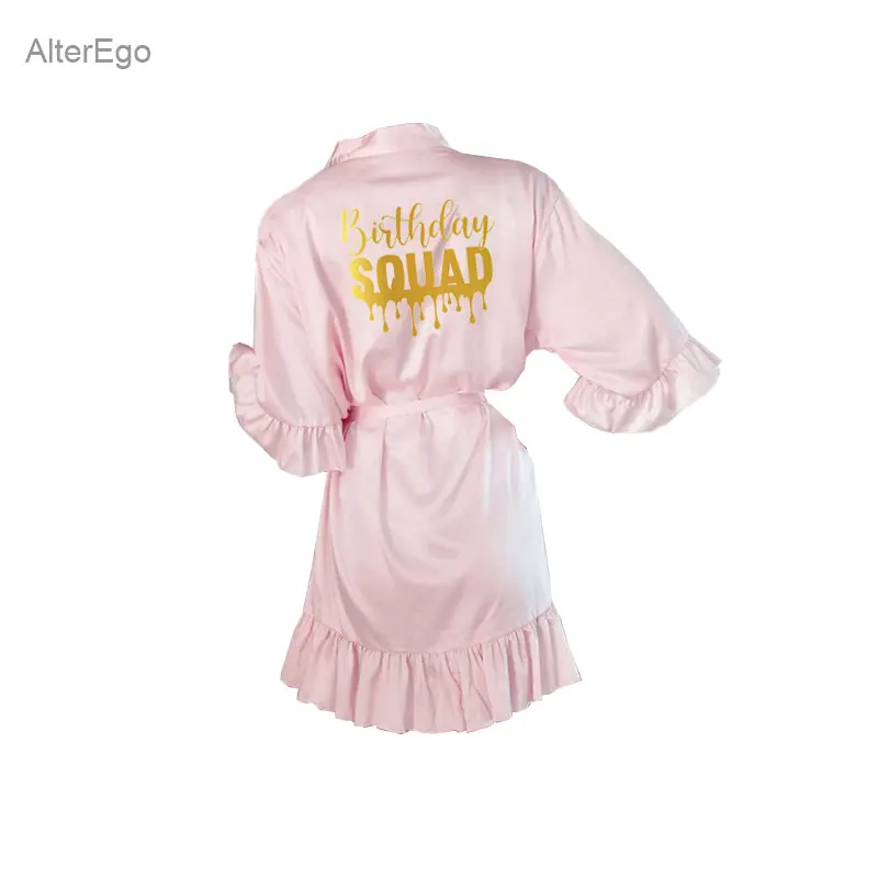 Birthday Queen Robe Birthday Squad Gift Daughter Group Party Short Kimono Birthday Bundle Girl Dressing Gown Bathrobe Blush Robe