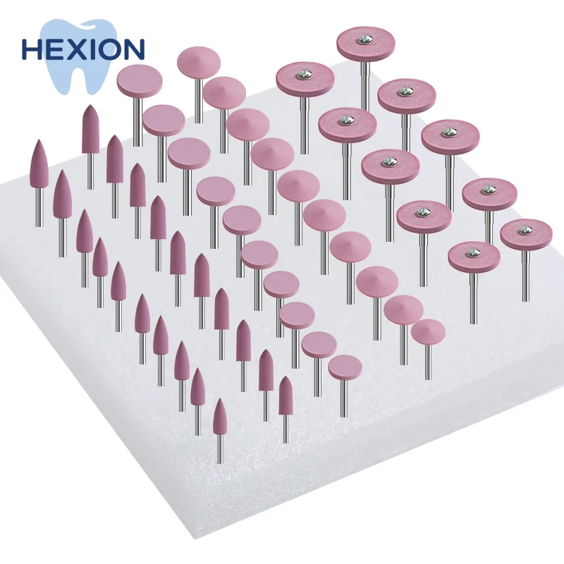 

HEXION 50pcs Dental Silicone Grinding Heads Kit - Polishing Burs for Low Speed Contra Angle Handpiece Dentistry Instrument
