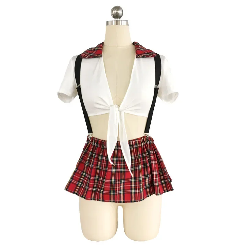 Babydoll Sex lingerie sexy straps split student uniform temptation