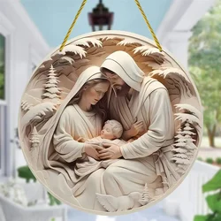 Acrylic Jesus Birth Christmas Pendant 3D Visual Hangable Creative Christmas Tree Jewelry Pendant Home Decoration Exquisite Gifts