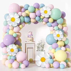 161PCS Daisy Balloon Wreath Arch Set Pastel Latex White Flowers Purple Blue Yellow Orange Green Maca Birthday Wedding Decoration